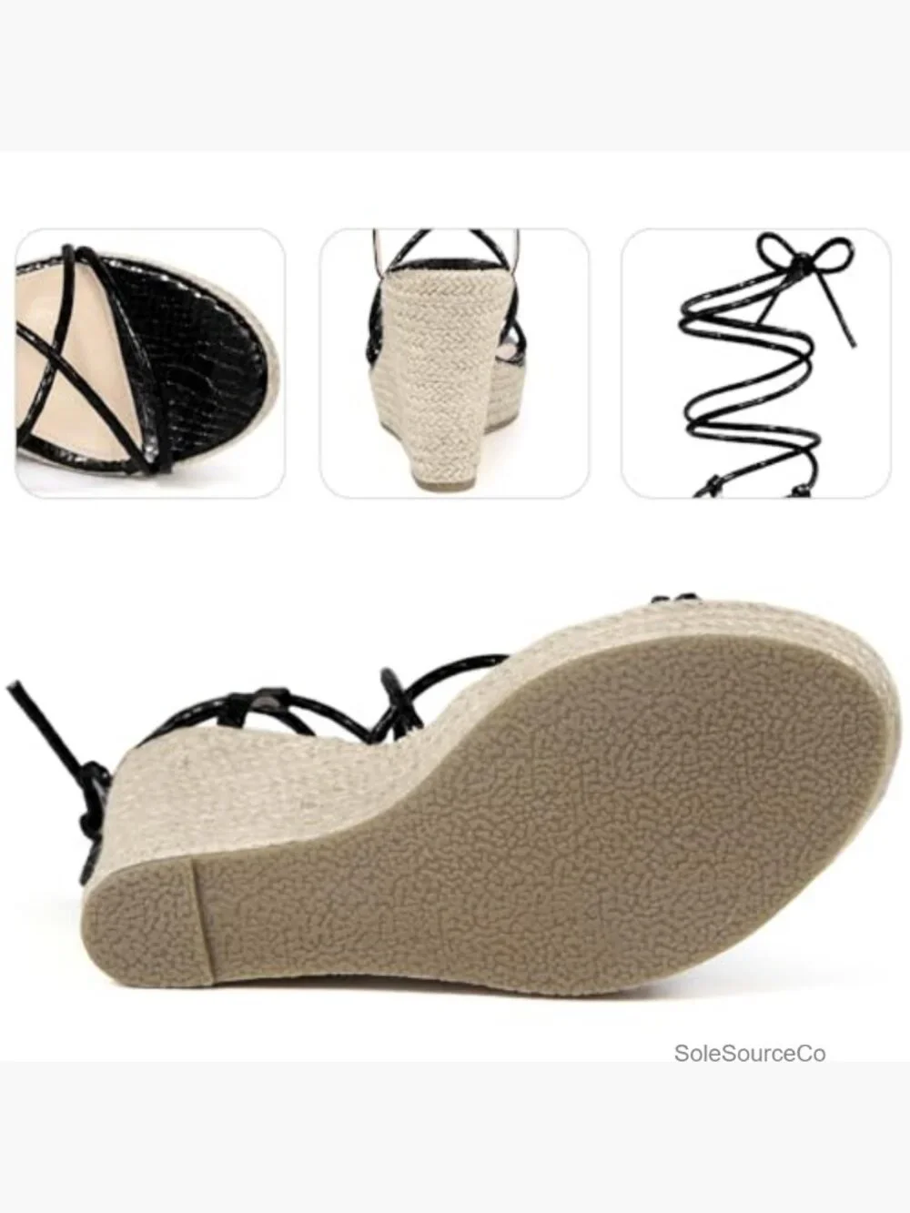 Platform Espadrille Wedges Lace Up Snake Print Strappy Sandals